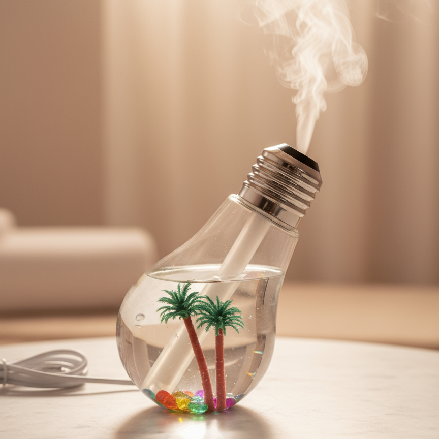 Tropical Light Bulb Shape Humidifier 300ml | Cool Mist Aroma Diffuser